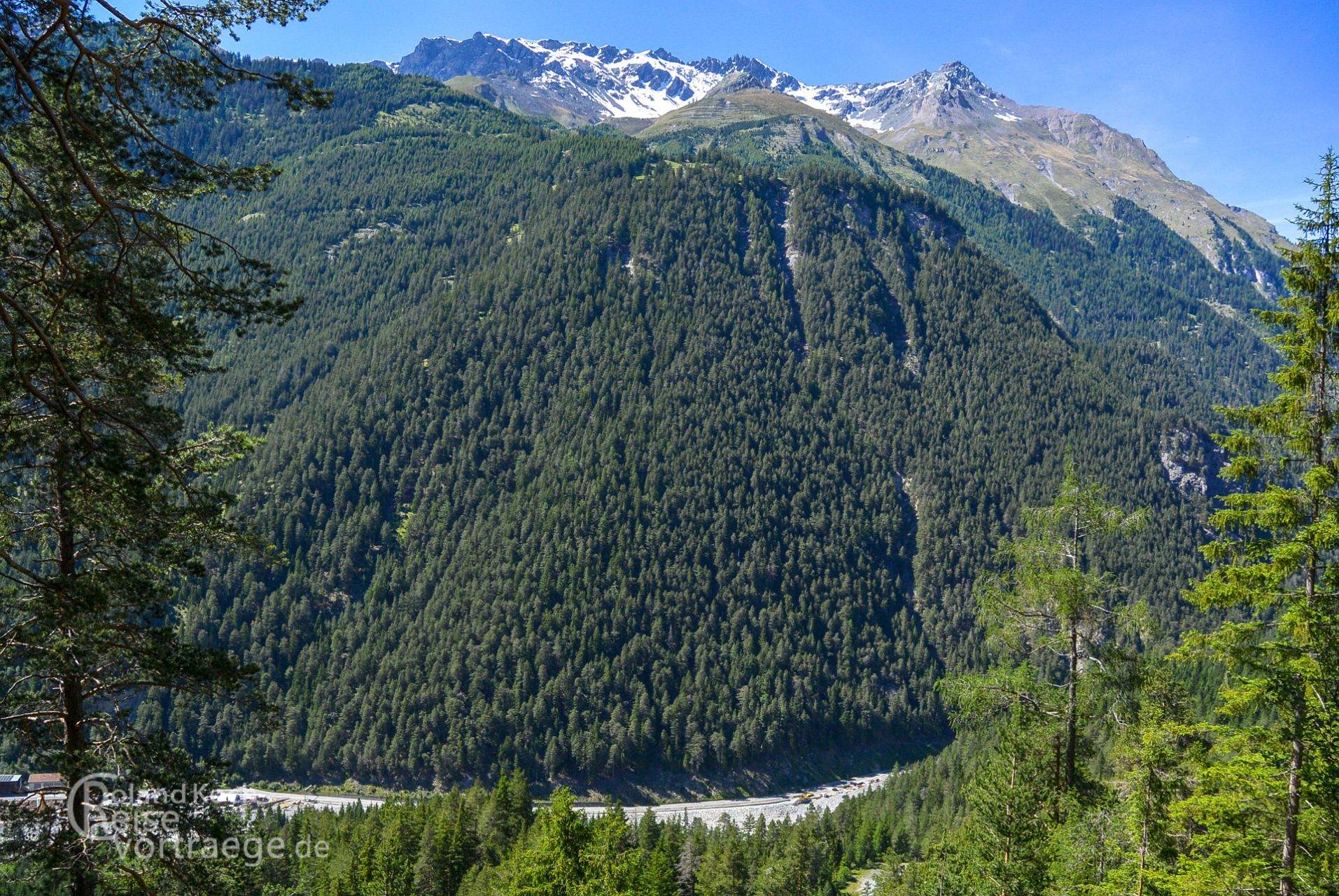 with children by bike over the Alps, Via Claudia Augusta, view of the Inn Valley